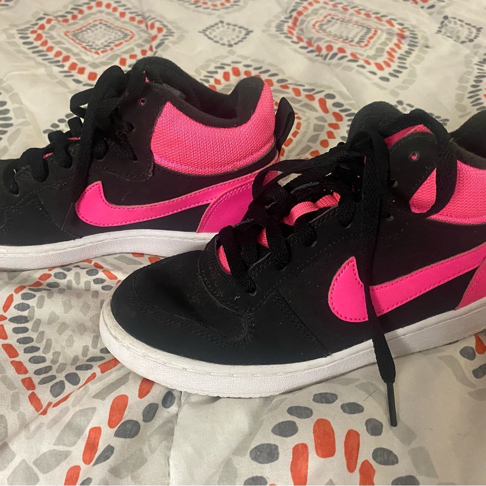 Nike Black and Pink High-Top Sneakers